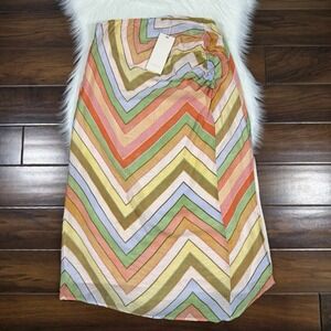 Ciebon Women's Size Large‎ Multi Color Chevron Print Amaya Midi Skirt